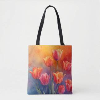Natuur waterverf tulpen draagtas