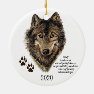 Natuur Waterverf Wolf Totem Animal Guide Keramisch Ornament
