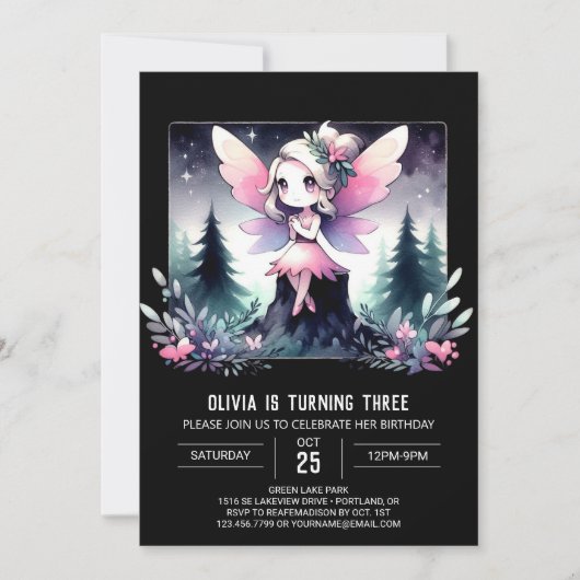 Natuur Whimsy Fairy Verjaardag Kaart (Voorkant)