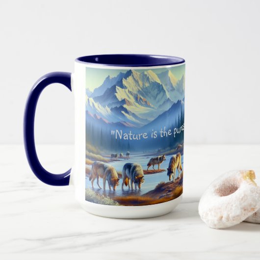 Natuur Wilde Wolven Denali Park Koffiemok Mok (Met donut)