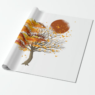 Natuur Wildlife Volle Maan Boom Flock of Birds For Cadeaupapier