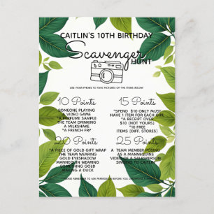 Natuur Woodland Scavenger Hunt Game Party Aankondigingskaart