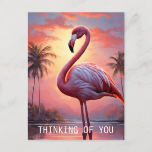 Natuur Zonsondergang Roze Flamingo Briefkaart