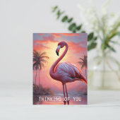 Natuur Zonsondergang Roze Flamingo Briefkaart (Staand voorkant)