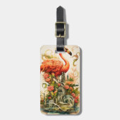  natuurbloem flamingo's paradijs bagagelabel (Voorkant verticaal)