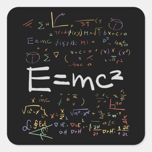 Natuurkunde en Wiskunde — Formuleras EMC2 Vierkante Sticker (Voorkant)