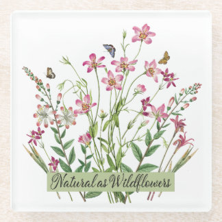 Natuurlijk als wilde bloemen - Vintage Glazen Onderzetter
