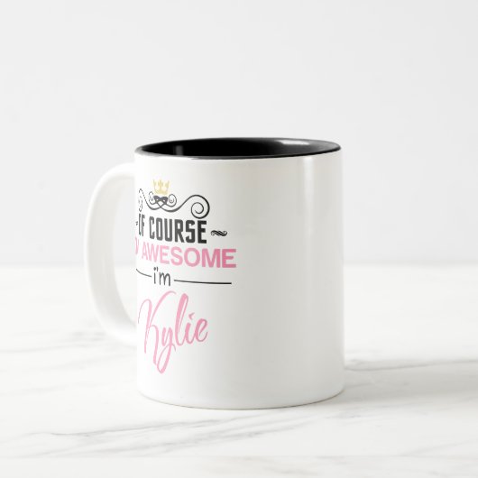 Natuurlijk ben ik Geweldige dat ik Kylie heet Tweekleurige Koffiemok (Voorkant links)