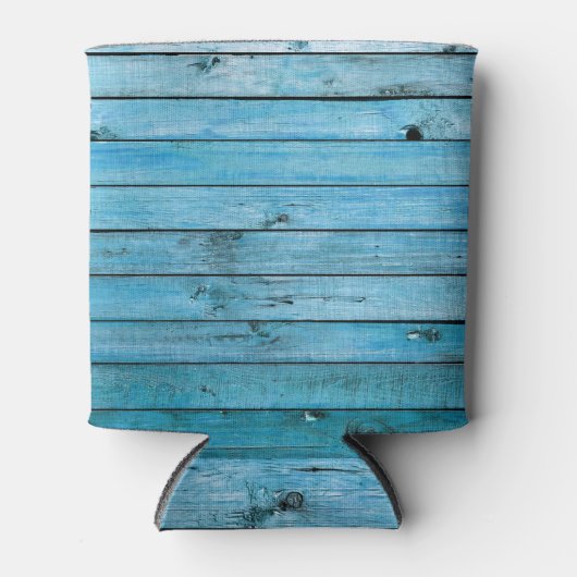 Natuurlijk blauw hout, gestructureerde achtergrond blikjeskoeler (Voorkant)