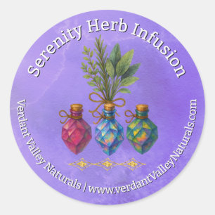Natuurlijk botanisch kruidenproduct van eigen make ronde sticker