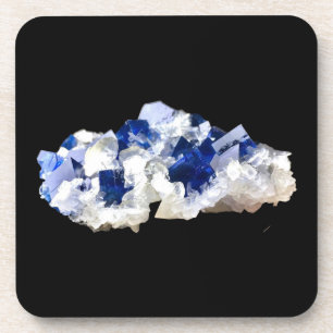Natuurlijk diepblauw fluoriet kristal mineraal ene bier onderzetter