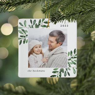 Natuurlijk Joyful Botanische persoonlijke foto Keramisch Ornament