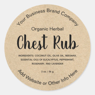 Natuurlijk Kruiden Borst Rub Zalf Productlabel Ronde Sticker