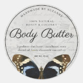 natuurlijk lichaam Butter Blue Butterfly Ronde Sticker (Voorkant)