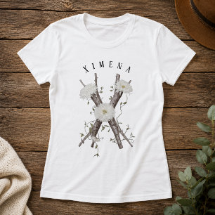 Natuurlijk Monogram 'X' T-Shirt met Bloemen & Rank