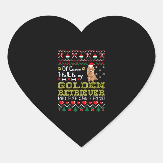 Natuurlijk praat ik met Golden Retriever Kerstmis Hart Sticker (Voorkant)