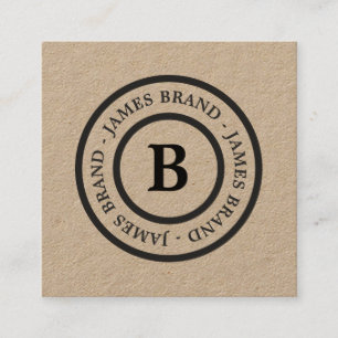 Natuurlijk Rustiek Minimalistisch Monogram Kraft P Vierkante Visitekaartje
