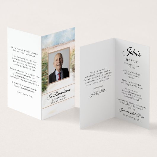 Natuurlijk strand kust begrafenis gebed visitekaartjes (Binnen en buitenkant)