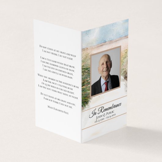 Natuurlijk strand kust begrafenis gebed visitekaartjes (Buitenkant)