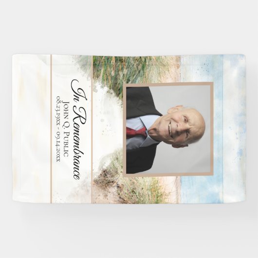 Natuurlijk strand viering van het leven begrafenis spandoek (Horizontaal)