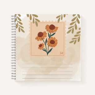 Natuurlijk vintage bloemstempel voor liefhebbers v notitieboek