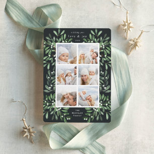 Natuurlijk vrolijke Waterverf Holiday Foto Collage Feestdagenkaart