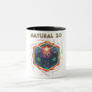 Natuurlijke 20 Vlammende D20 Dobbelstenen Episch Mok