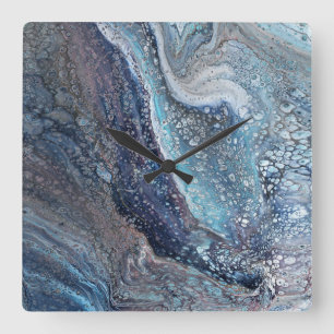 Natuurlijke attractie 1 Blue Fluid Abstracte klok