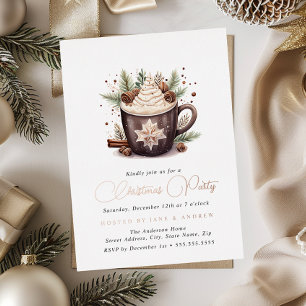 Natuurlijke Beige Hot Cocoa Kerst Folie Uitnodiging