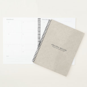 Natuurlijke Beige Linnen Textuur Met Grijze Typogr Planner