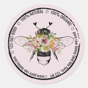 Natuurlijke Biologische Harten Bloemrijke Imkerij  Ronde Sticker