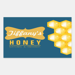 Natuurlijke   Biologische Honing   Pure Honing   B Rechthoekige Sticker