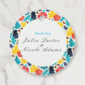 Natuurlijke Blauw Geel Waterverf Zonnebloemen Brui Bedankjes Labels (Voorkant)