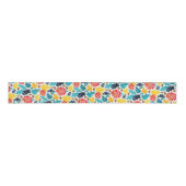 Natuurlijke Blauwe Gele Aquarel Zonnebloemen Bruil Grosgrain Lint (Voorkant)