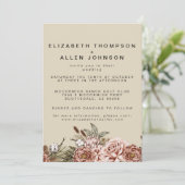 Natuurlijke Boho Cottcore Floral Enchanted Wedding Kaart (Staand voorkant)