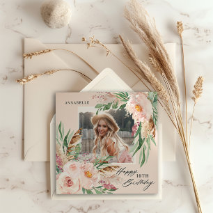 Natuurlijke Boho meisjesachtige moderne bloemige f Kaart