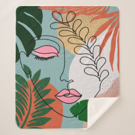 Natuurlijke Boho tropische illustratie Sherpa Deken