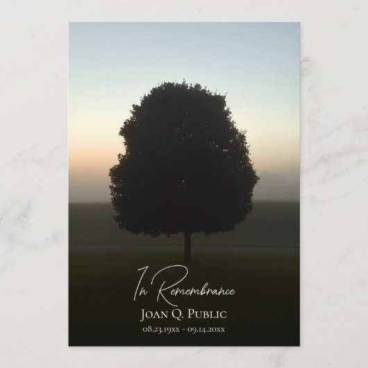 Natuurlijke boom bij de Sunrise Funeral Service Programma (Voorkant)