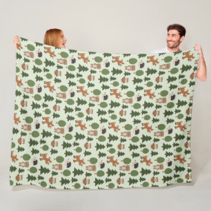 Natuurlijke bosvrienden baby dieren bomen fleece deken