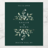 Natuurlijke Botanische Bladgroen Lijst Smaragd Gro Wijn Etiket (Enkel label)