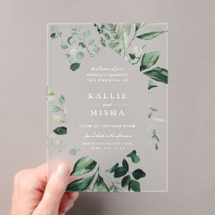 Natuurlijke botanische geometrische Lijst bruiloft Acryl Uitnodigingen