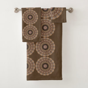 Natuurlijke Browns Mandala Pattern Bad Handdoek