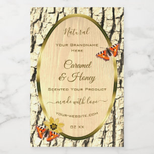 Natuurlijke bruine houtnerf boomstam productlabels voedselcontainer etiket