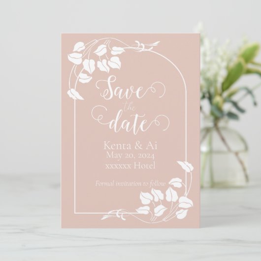 Natuurlijke Chique Bruiloft Save the Date Aankondiging (Staand voorkant)