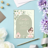 Natuurlijke Cute Bloem Fee 1e Verjaardagsuitnodigi Acryl Uitnodigingen (Insitu (Huwelijk))