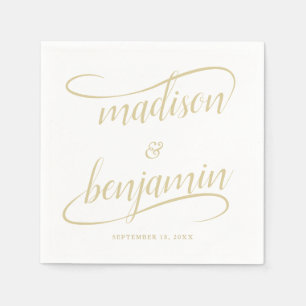 Natuurlijke Ecru handgeschreven swash kalligrafie  Servet