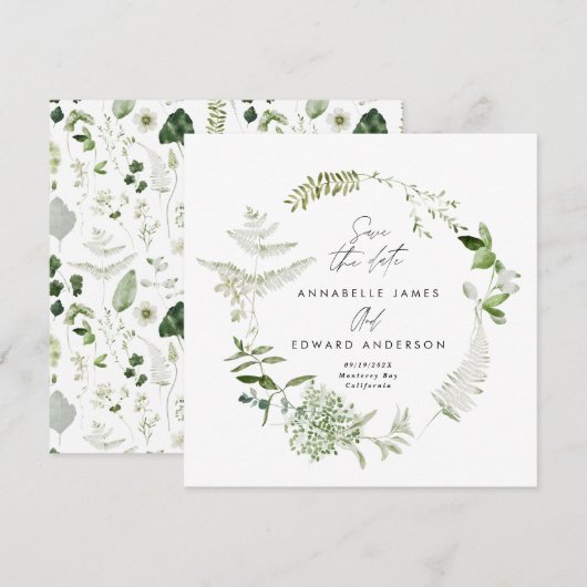 Natuurlijke elegante moderne botanische script bru save the date (Voorkant / Achterkant)