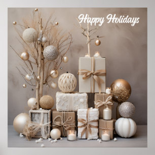 Natuurlijke Elegantie: Neutrale Kerstmis muur Art Poster