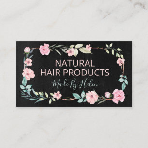 Natuurlijke Floral Black Handmade Hair Product Visitekaartje