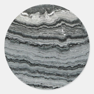 Natuurlijke gemstone zwarte witte kiezelsteen ronde sticker